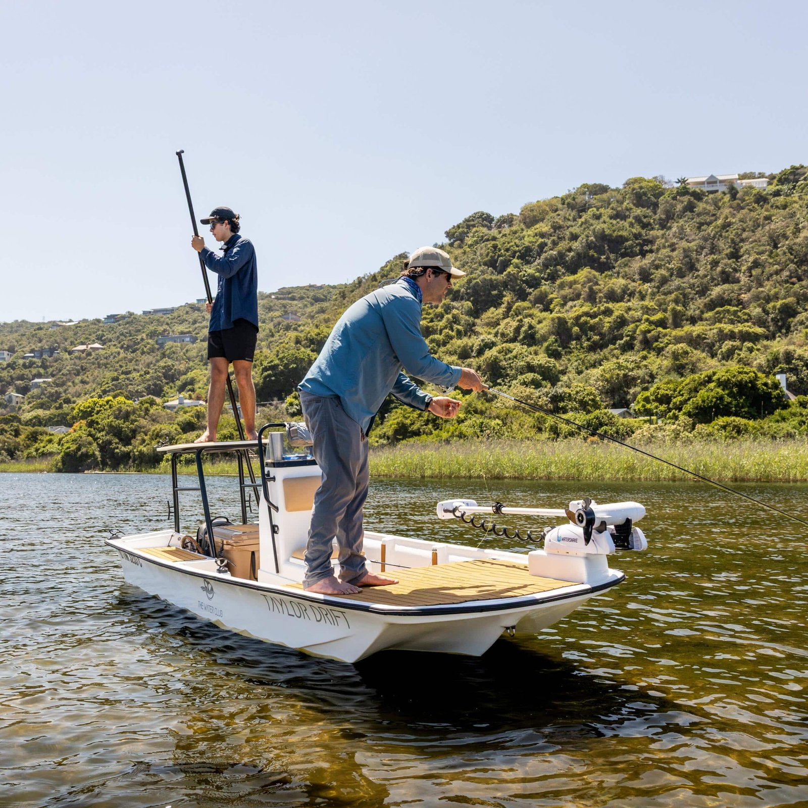 Fly fisher sight-fishing for Grunter on the Touw River in Wilderness